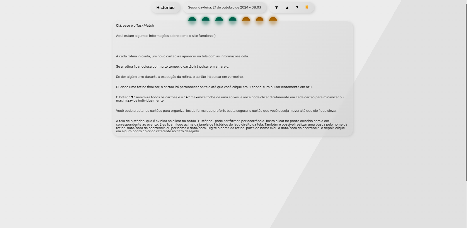 Tela de ajuda em 21 de Outubro de 2024